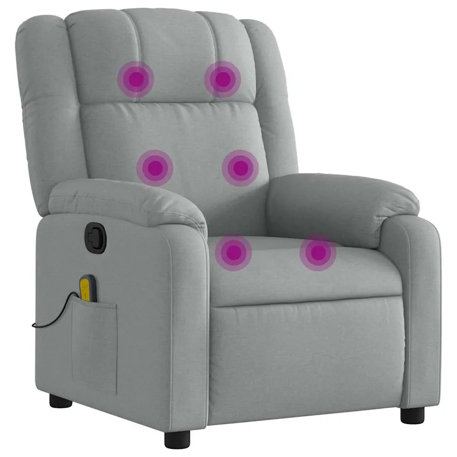 Fauteuil inclinable de massage gris clair tissu - 2