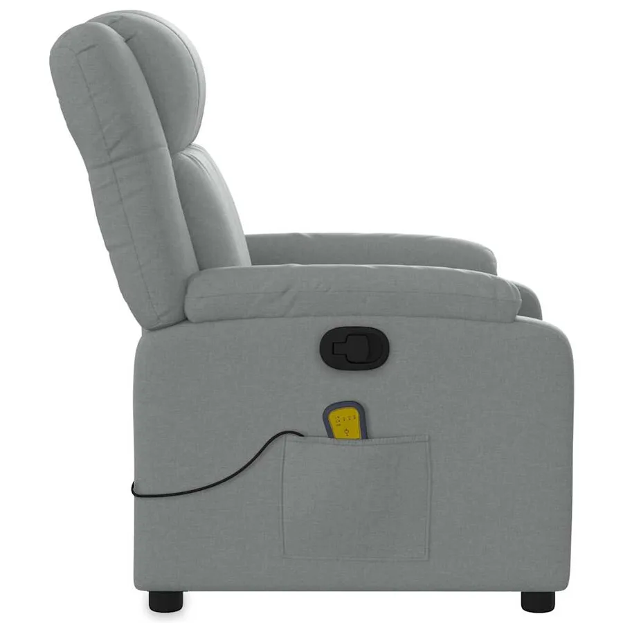 Fauteuil inclinable de massage gris clair tissu - 8