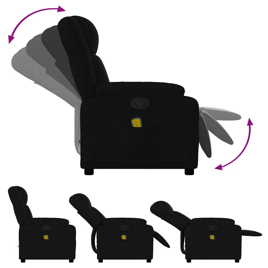 Fauteuil inclinable de massage noir tissu - 5