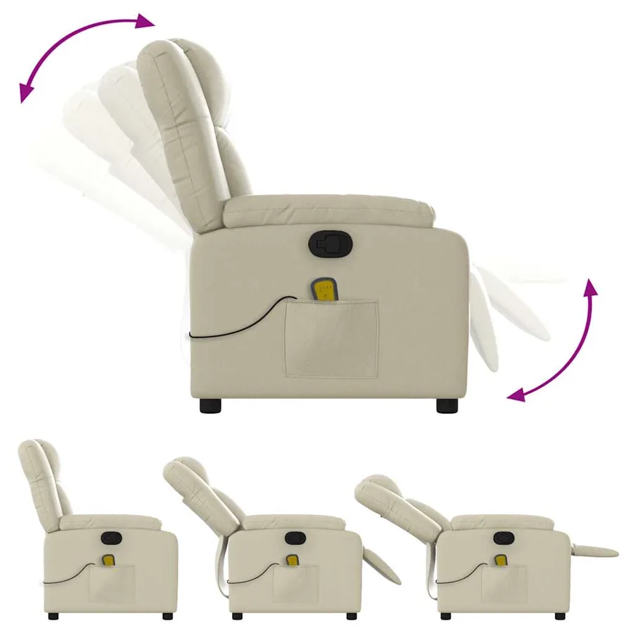 Fauteuil inclinable de massage Crème Similicuir - 6
