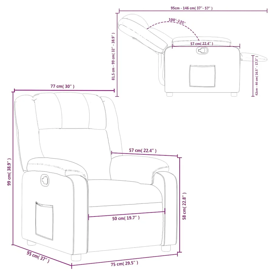 Fauteuil inclinable Rouge bordeaux Tissu - 11