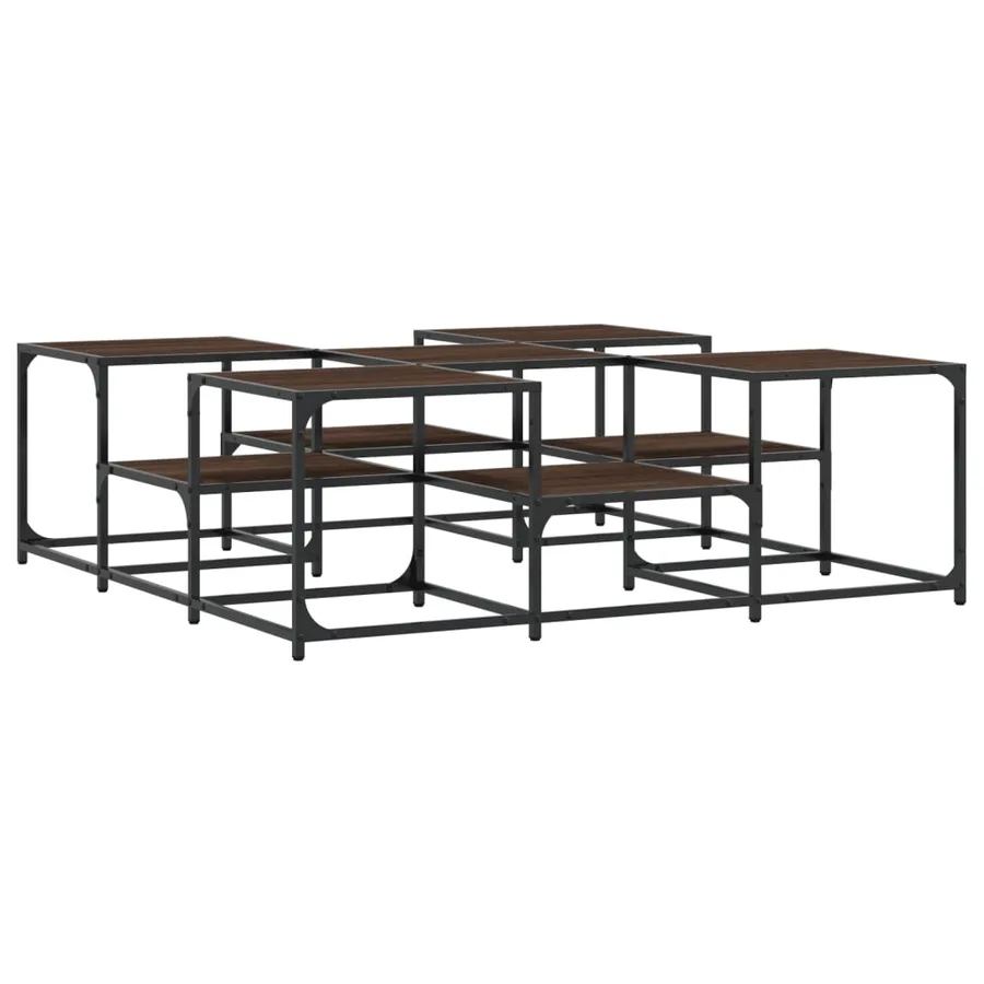 Table basse chêne marron 121x121x40 cm bois d'ingénierie - 2