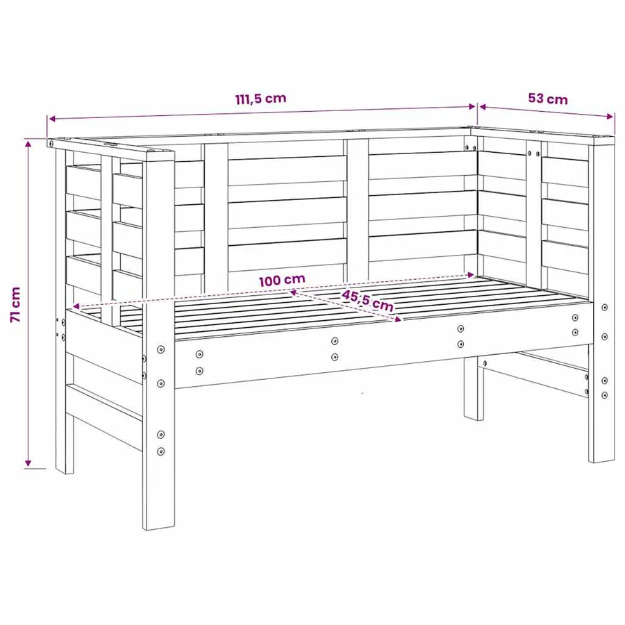 Salon de jardin 3 pcs bois massif de pin - 10