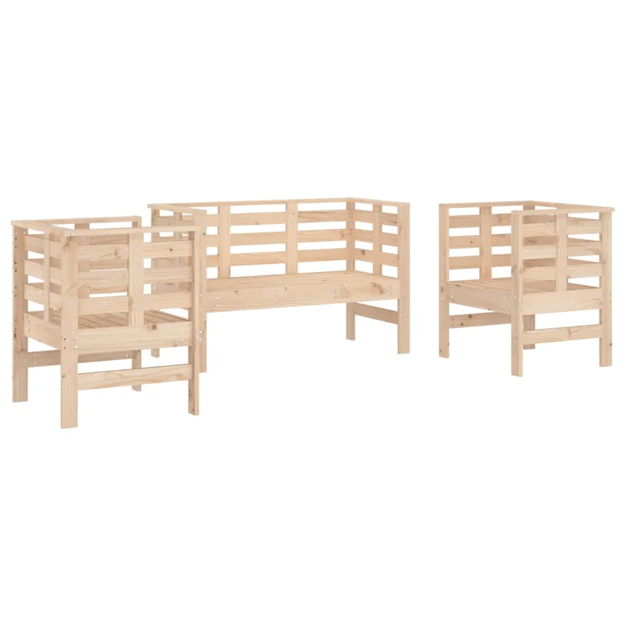 Salon de jardin 3 pcs bois massif de pin - 2