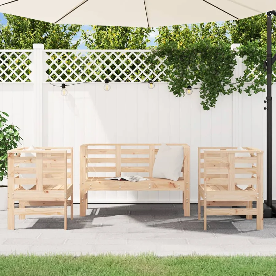 Salon de jardin 3 pcs bois massif de pin - 3