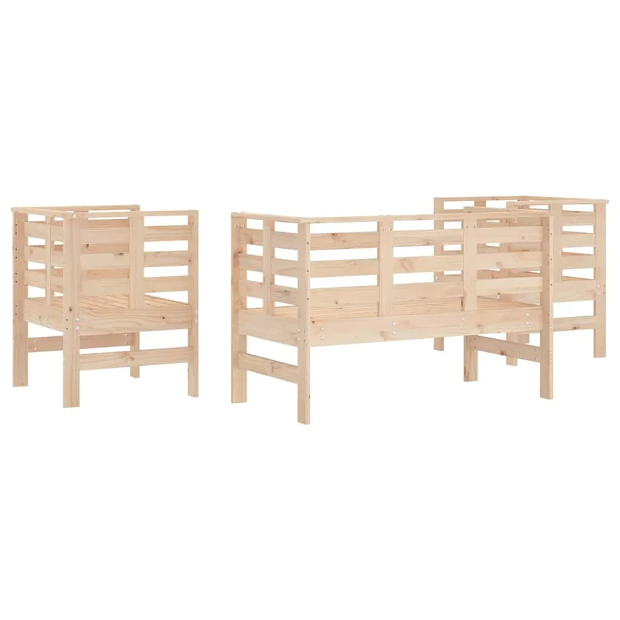 Salon de jardin 3 pcs bois massif de pin - 6