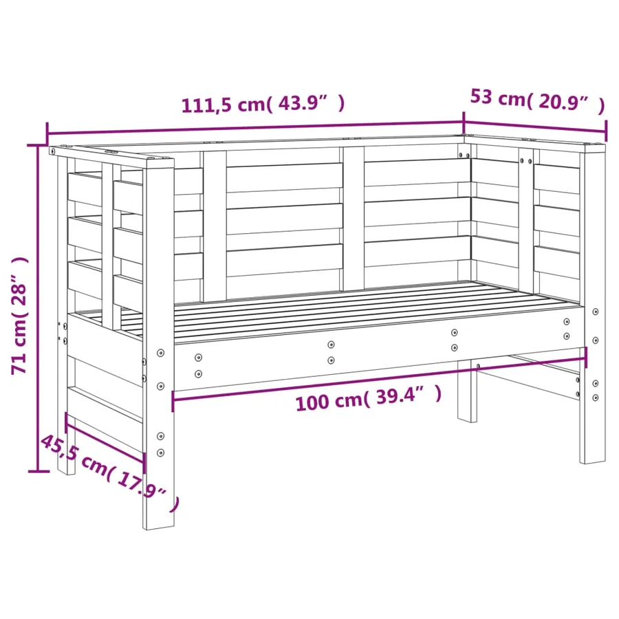 Salon de jardin 3 pcs bois massif de pin - 9