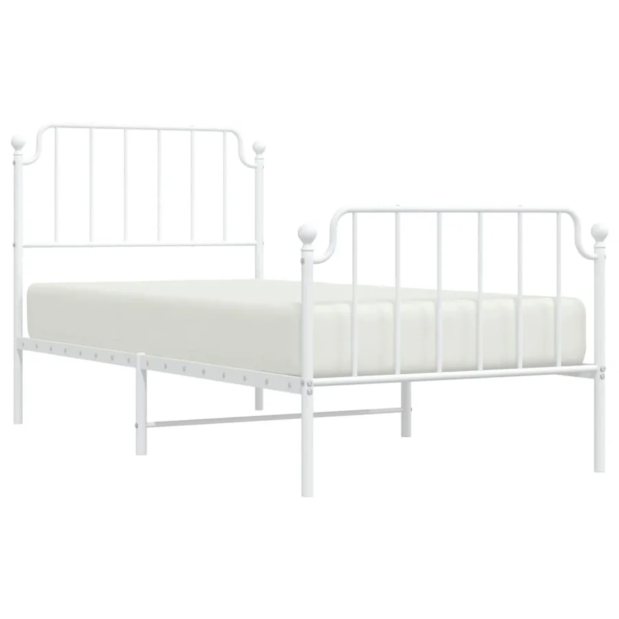 Cadre de lit métal sans matelas avec pied de lit blanc 90x200cm - 3