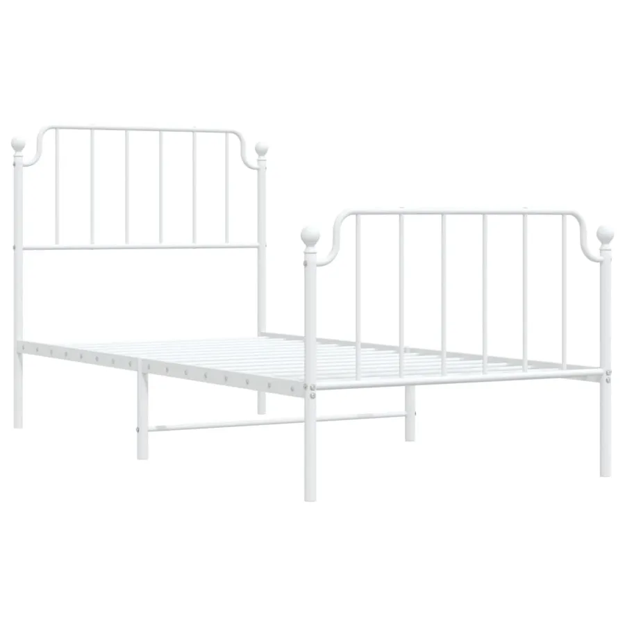 Cadre de lit métal sans matelas avec pied de lit blanc 90x200cm - 4