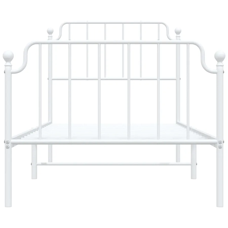 Cadre de lit métal sans matelas avec pied de lit blanc 90x200cm - 5