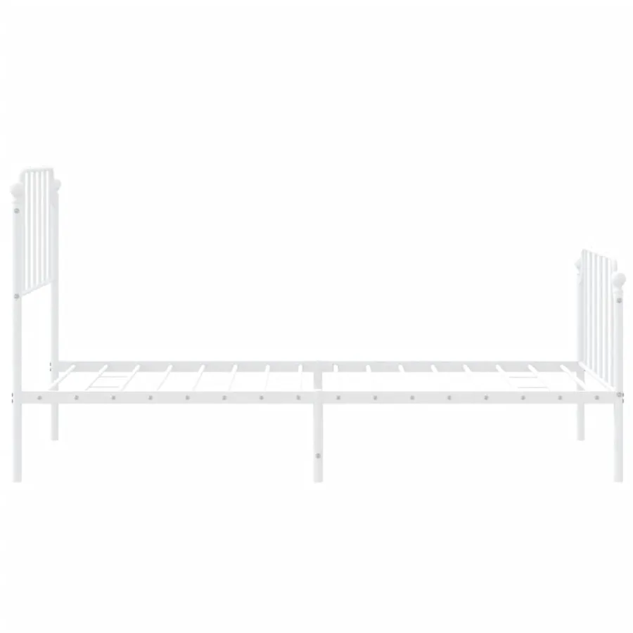 Cadre de lit métal sans matelas avec pied de lit blanc 90x200cm - 6