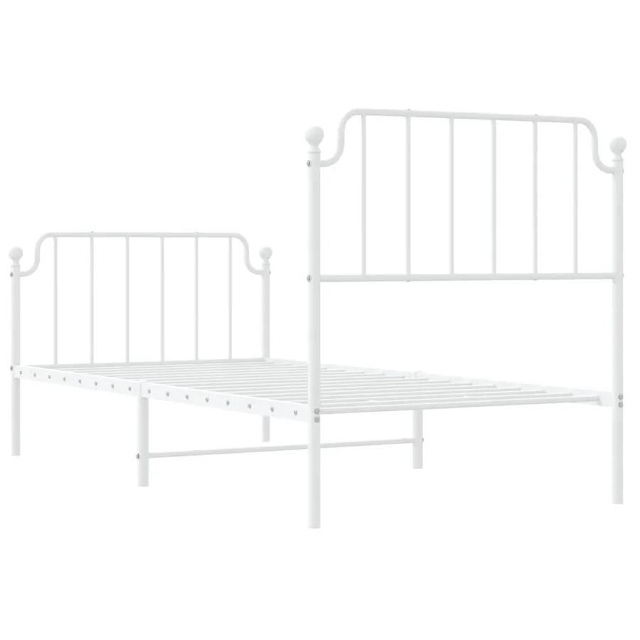 Cadre de lit métal sans matelas avec pied de lit blanc 90x200cm - 7
