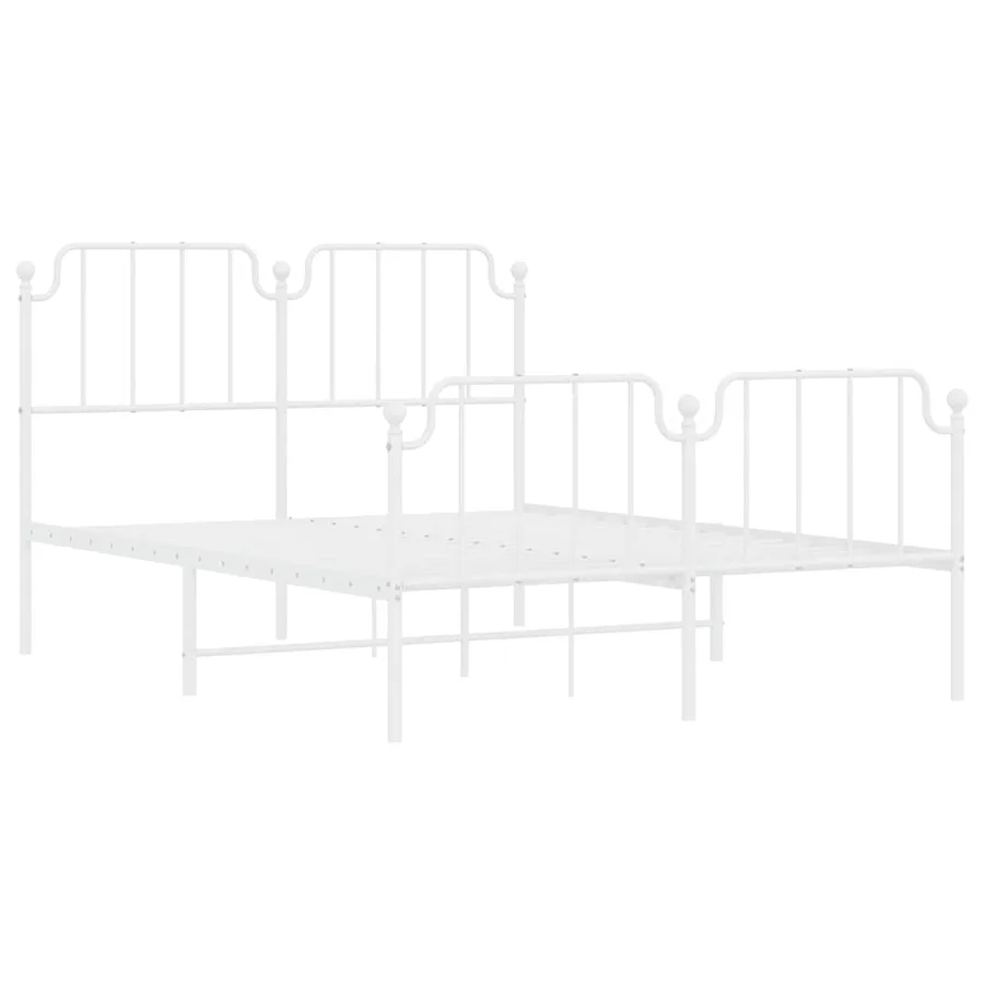 Cadre de lit métal sans matelas et pied de lit blanc 135x190 cm - 5