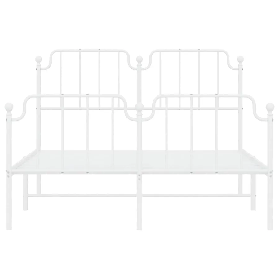 Cadre de lit métal sans matelas et pied de lit blanc 135x190 cm - 6