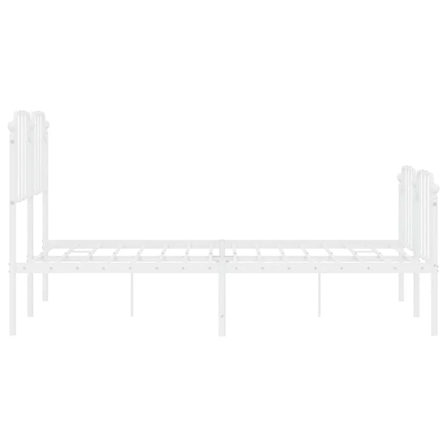 Cadre de lit métal sans matelas et pied de lit blanc 135x190 cm - 7