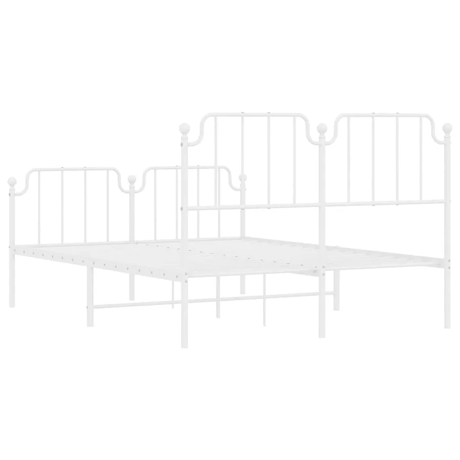 Cadre de lit métal sans matelas et pied de lit blanc 135x190 cm - 8