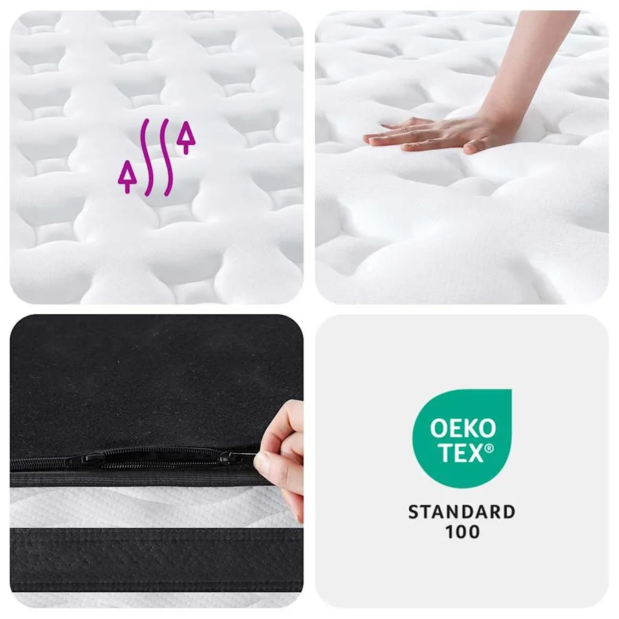 Matelas à ressorts ensachés moyen 200x200 cm - 8
