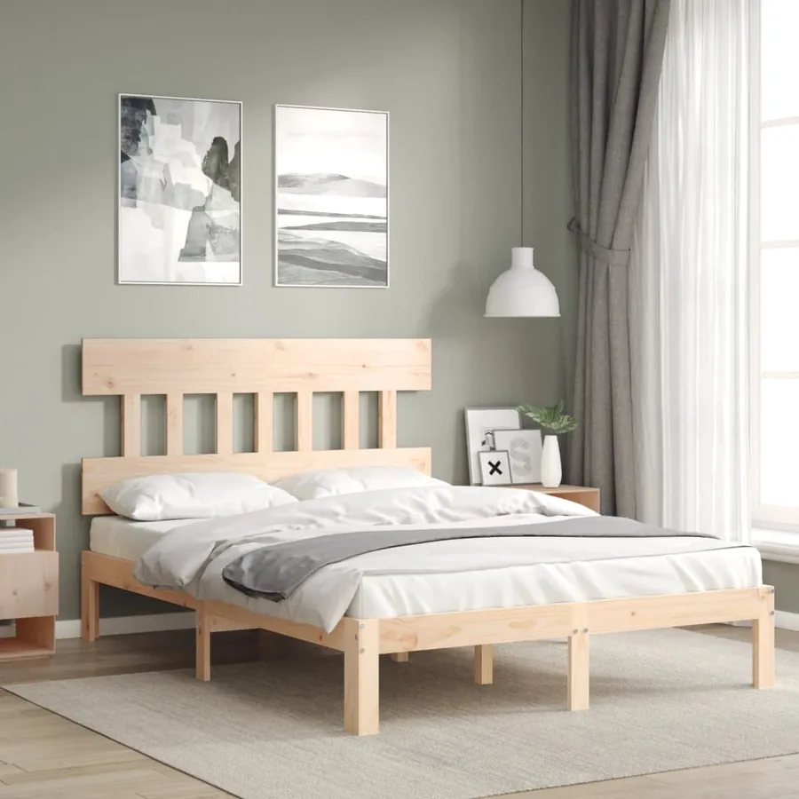 Cadre de lit sans matelas bois de pin massif