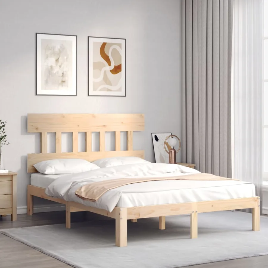 Cadre de lit sans matelas bois de pin massif - 3