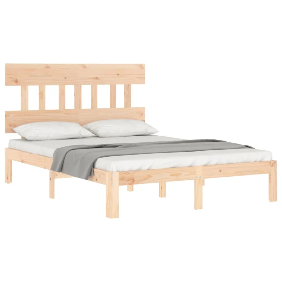 Cadre de lit sans matelas bois de pin massif - 4