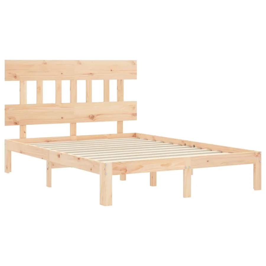 Cadre de lit sans matelas bois de pin massif - 5