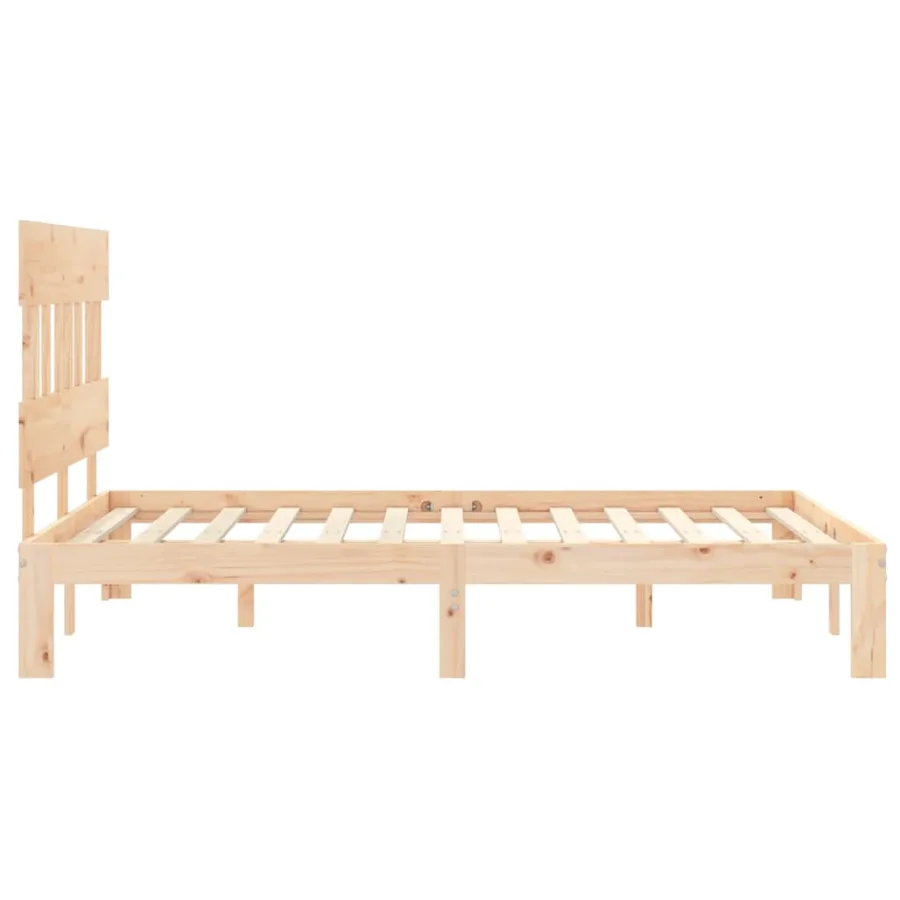 Cadre de lit sans matelas bois de pin massif - 7