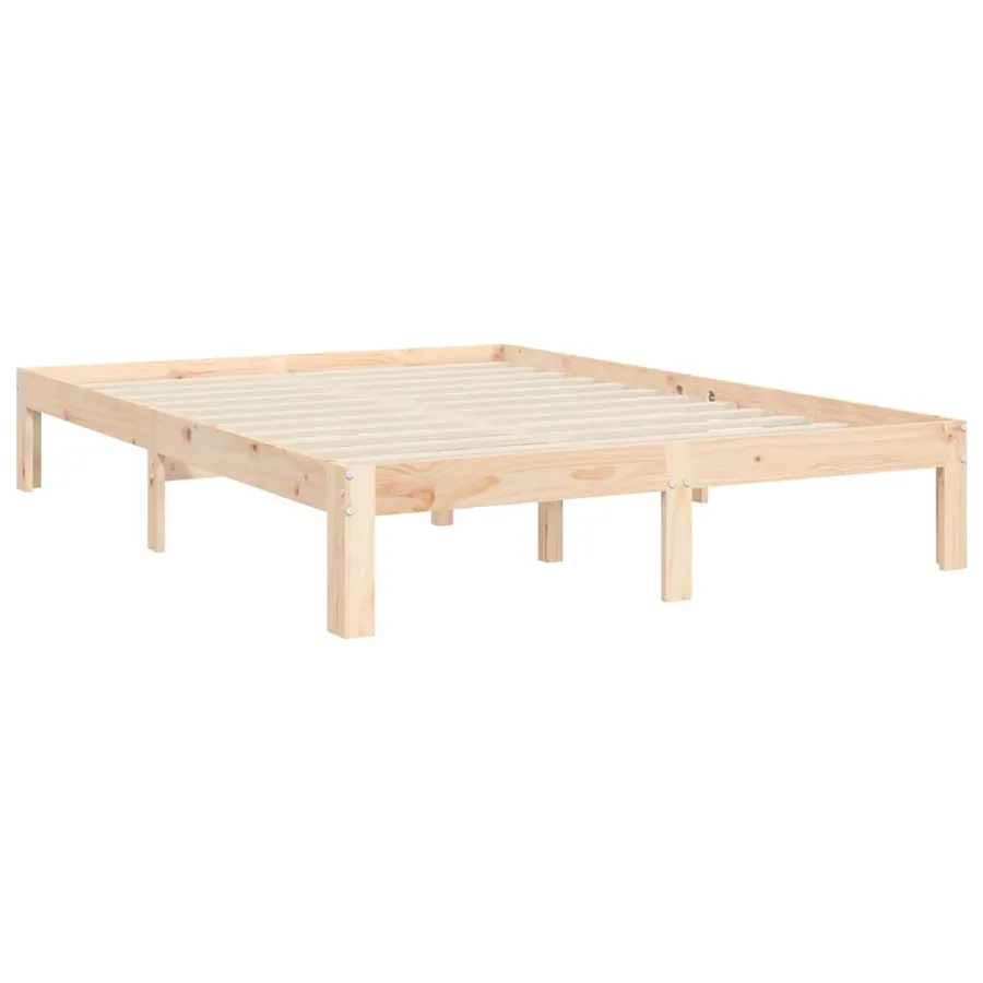 Cadre de lit sans matelas bois de pin massif - 9