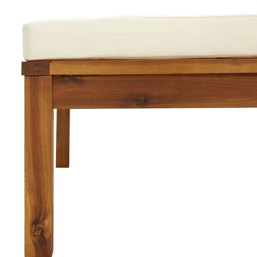 Salon de jardin 3 pcs avec coussin crème Bois d'acacia solide - 7