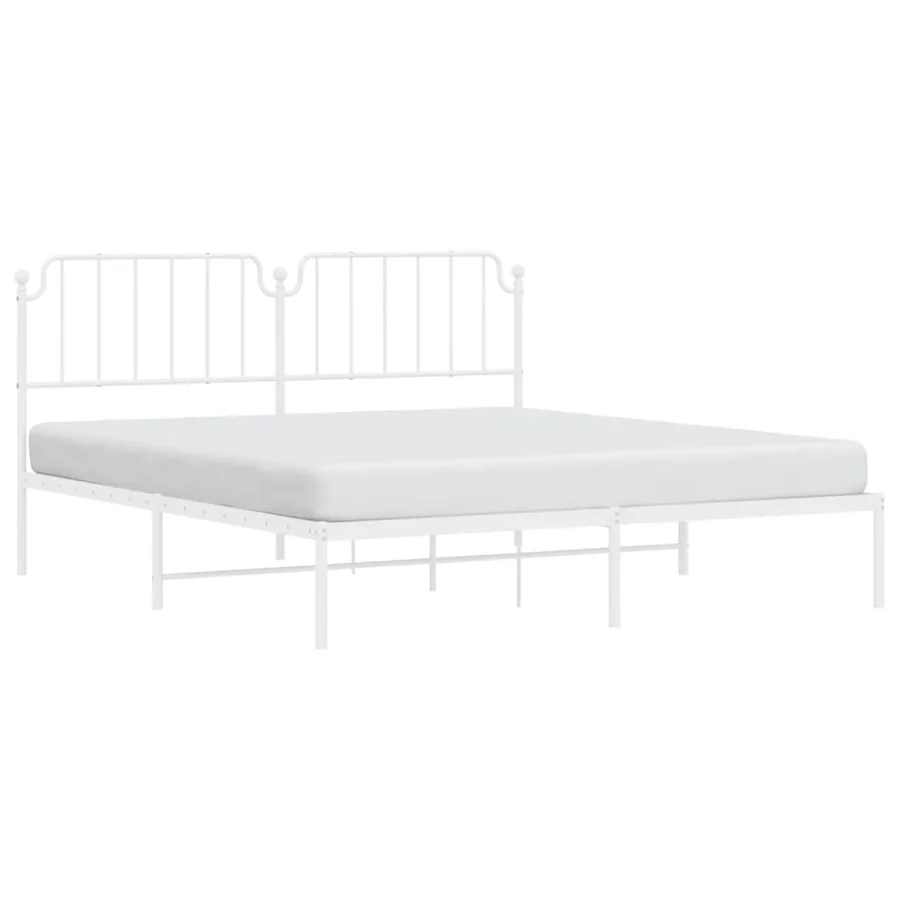 Cadre de lit métal sans matelas et tête de lit blanc 160x200 cm - 3