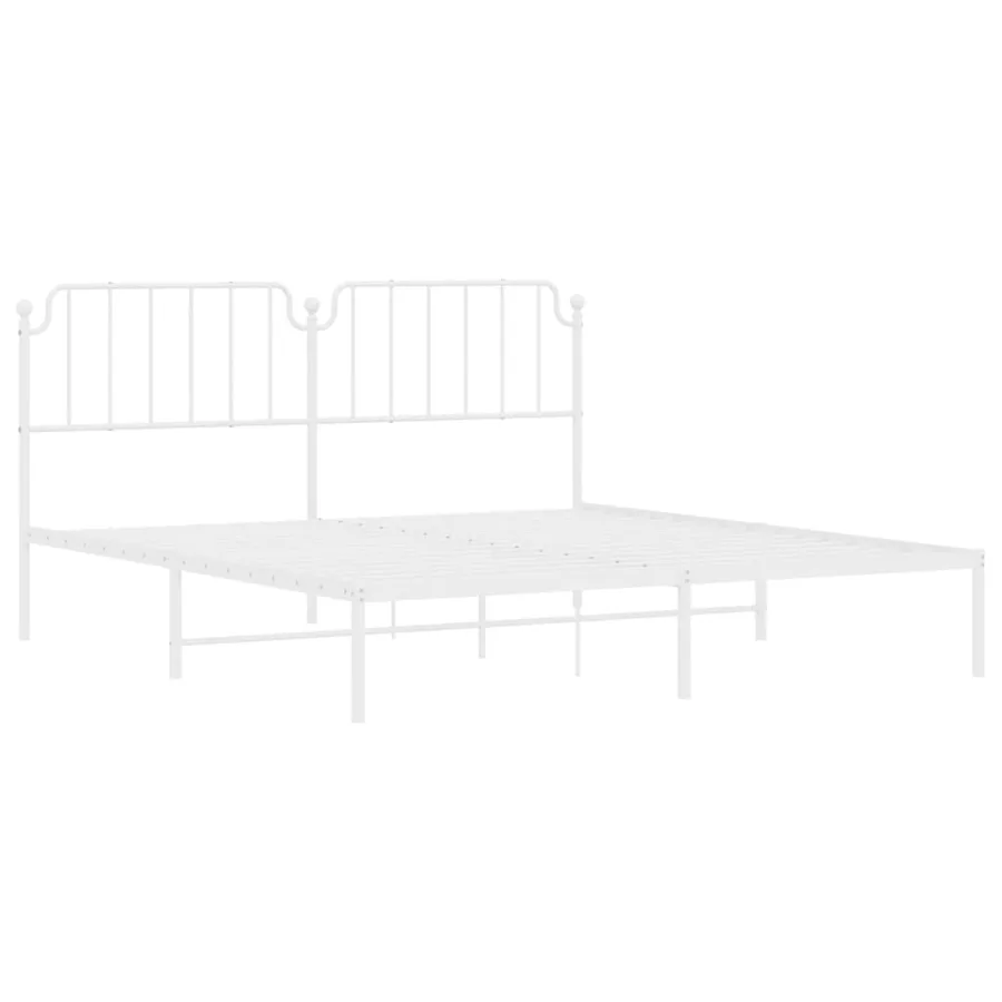 Cadre de lit métal sans matelas et tête de lit blanc 160x200 cm - 4
