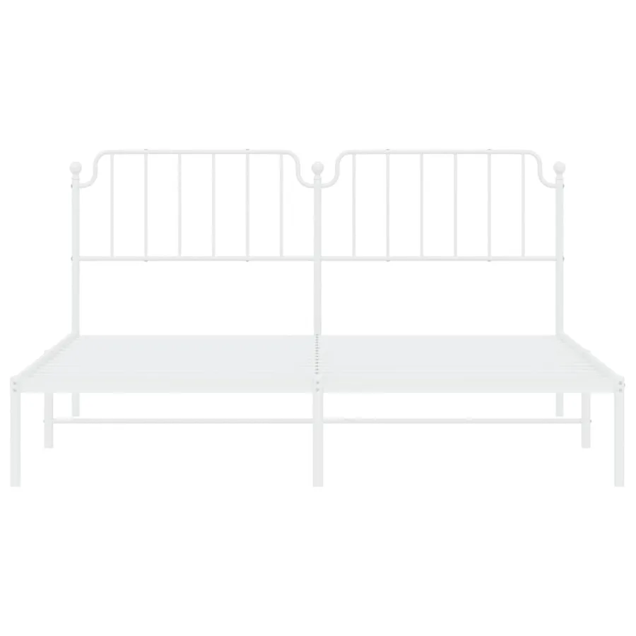 Cadre de lit métal sans matelas et tête de lit blanc 160x200 cm - 5