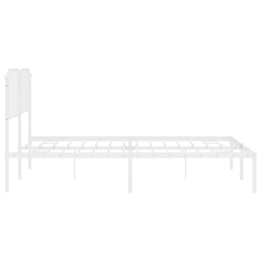Cadre de lit métal sans matelas et tête de lit blanc 160x200 cm - 6
