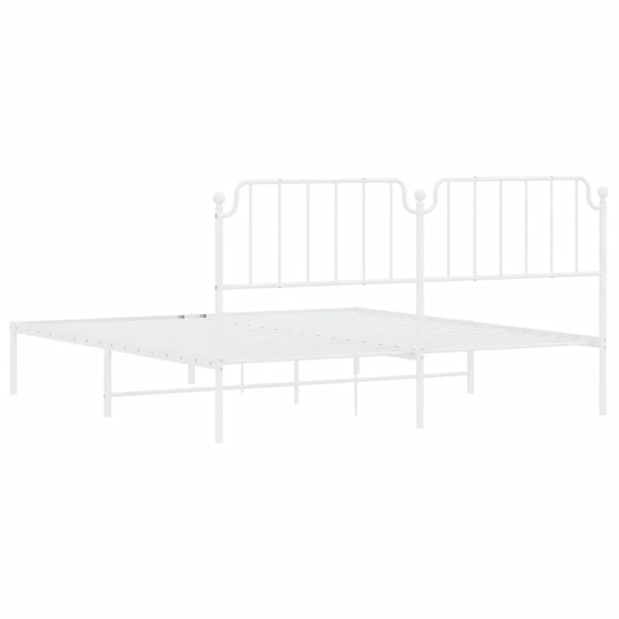 Cadre de lit métal sans matelas et tête de lit blanc 160x200 cm - 7