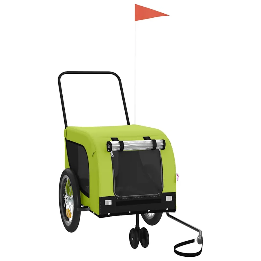 Remorque de vélo pour animaux de compagnie vert et noir - 2