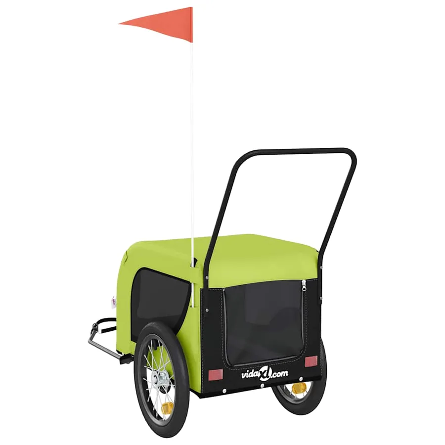 Remorque de vélo pour animaux de compagnie vert et noir - 7
