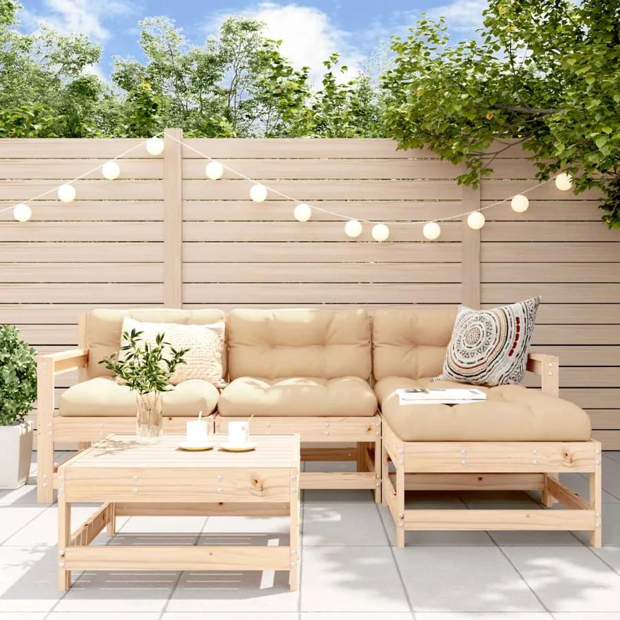 Salon de jardin 5 pcs bois massif de pin