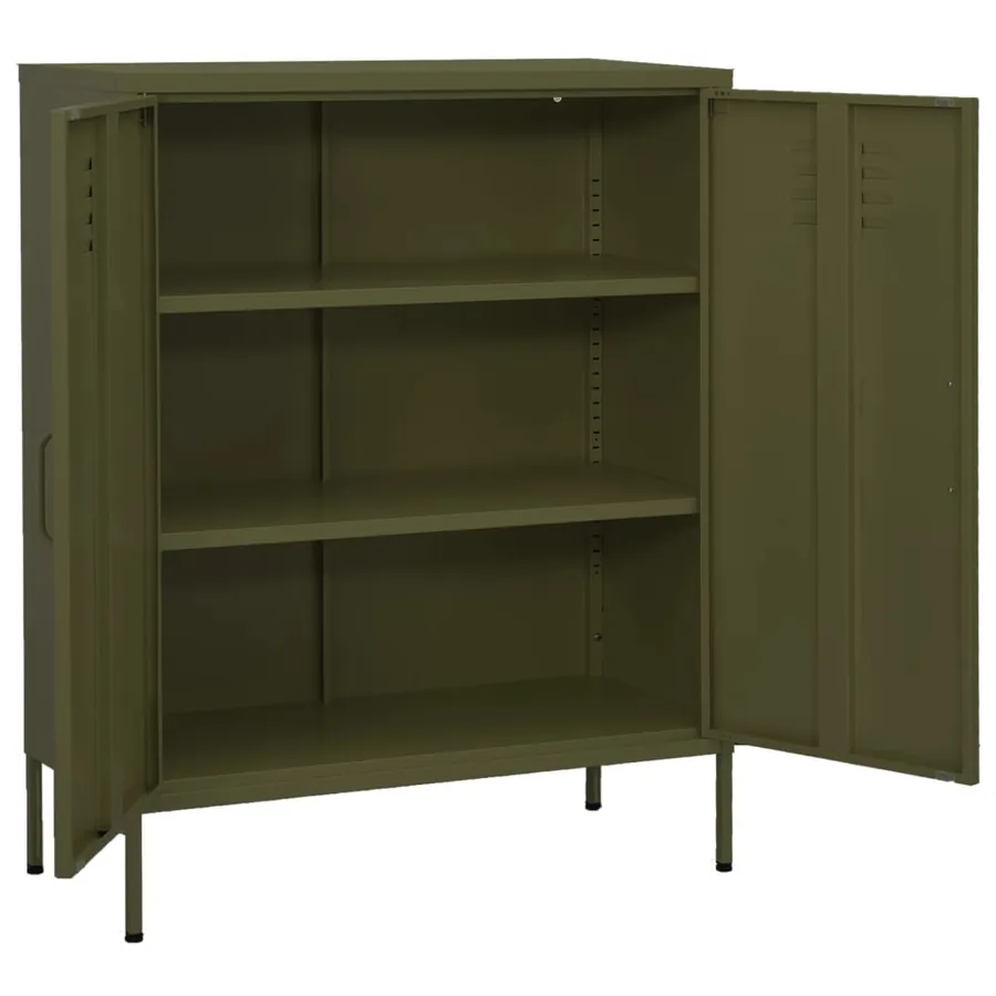 Armoire de rangement Vert olive 80x35x101,5 cm Acier - 2