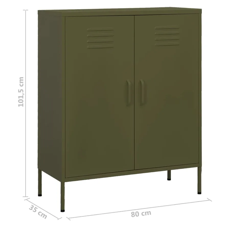 Armoire de rangement Vert olive 80x35x101,5 cm Acier - 9