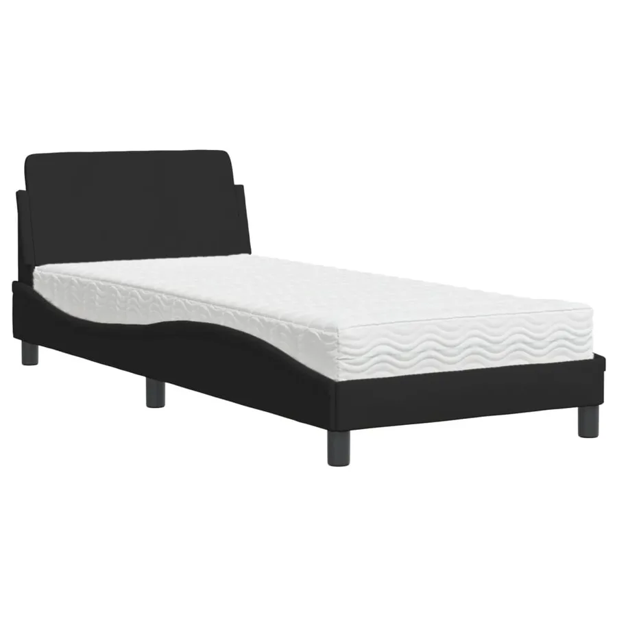 Lit avec matelas Dover noir 90x200 cm tissu - 2