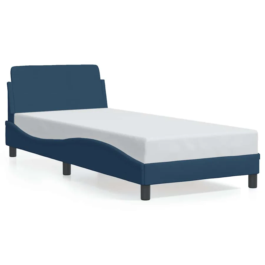 Cadre de lit avec tête de lit Dover bleu 90x200 cm tissu - 2