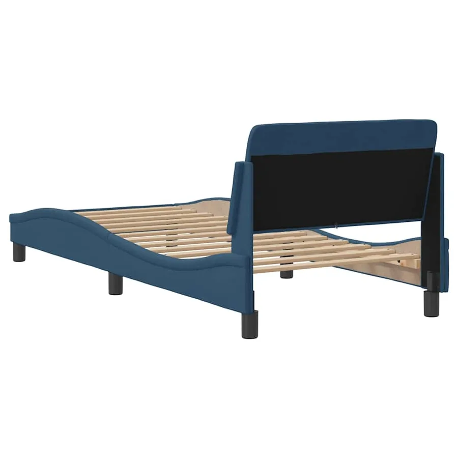 Cadre de lit avec tête de lit Dover bleu 90x200 cm tissu - 6
