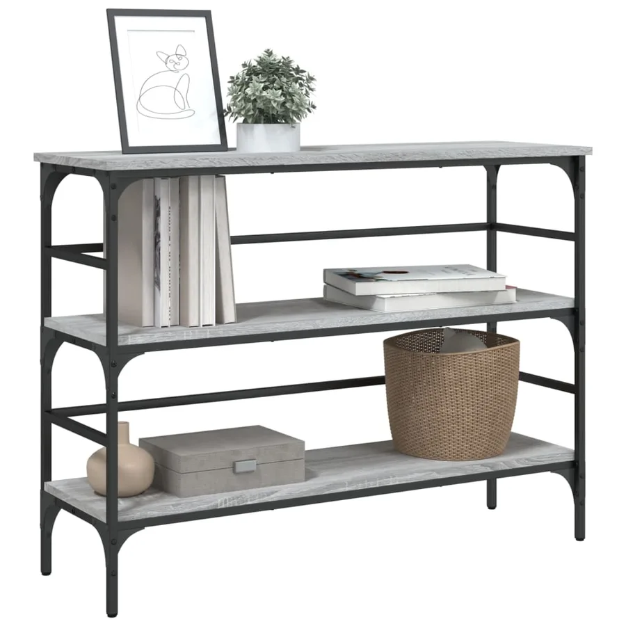 Table console sonoma gris 100x32x75 cm bois d'ingénierie - 4