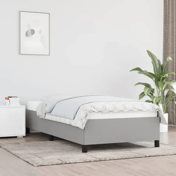 Cadre de lit sans matelas gris clair 100x200 cm tissu