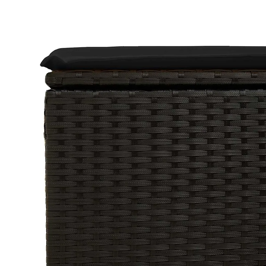 Tabouret de jardin avec coussin Noir 55x55x37 cm Résine tressée - 5