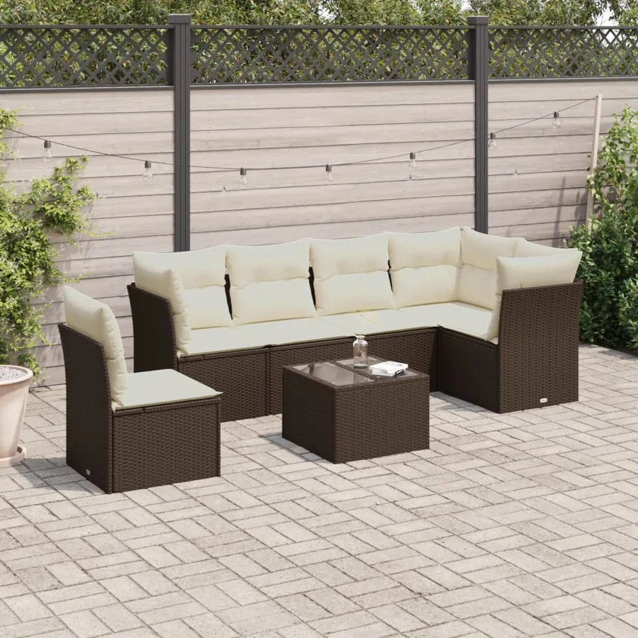 Salon de jardin 7 pcs avec coussins noir résine tressée 55 x 62 x 69 cm - 57,2 kg