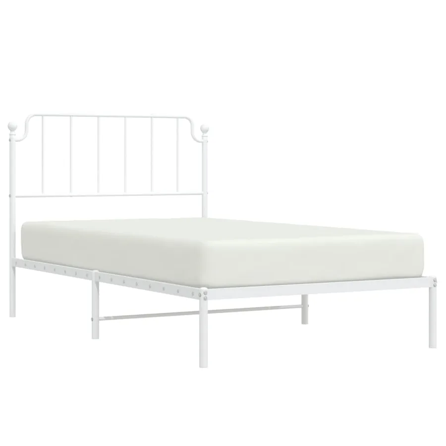 Cadre de lit métal sans matelas et tête de lit blanc 107x203 cm - 3