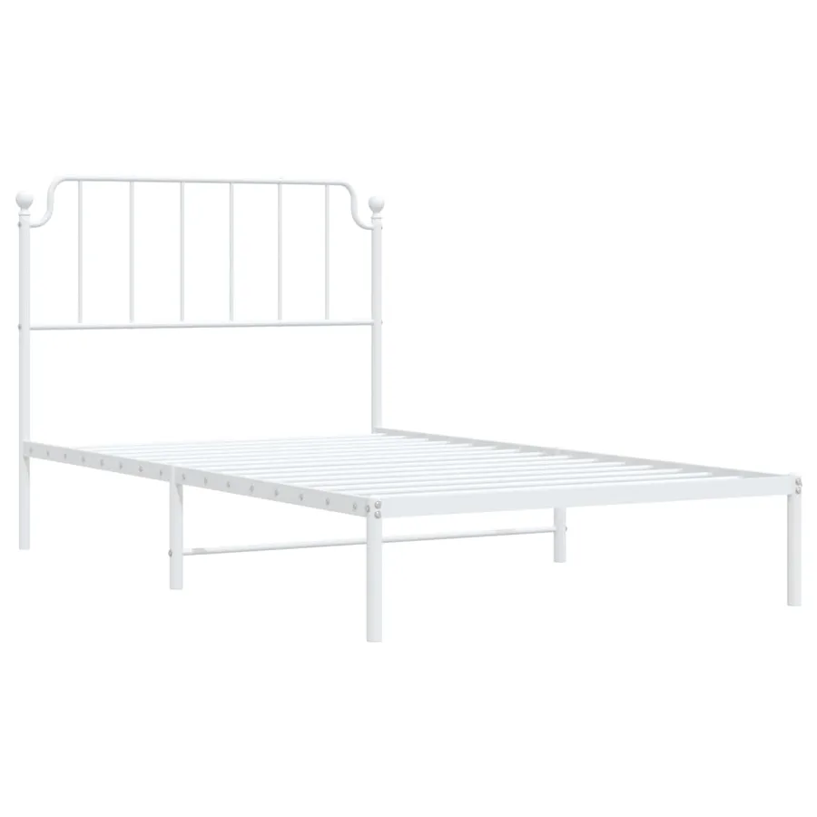 Cadre de lit métal sans matelas et tête de lit blanc 107x203 cm - 4