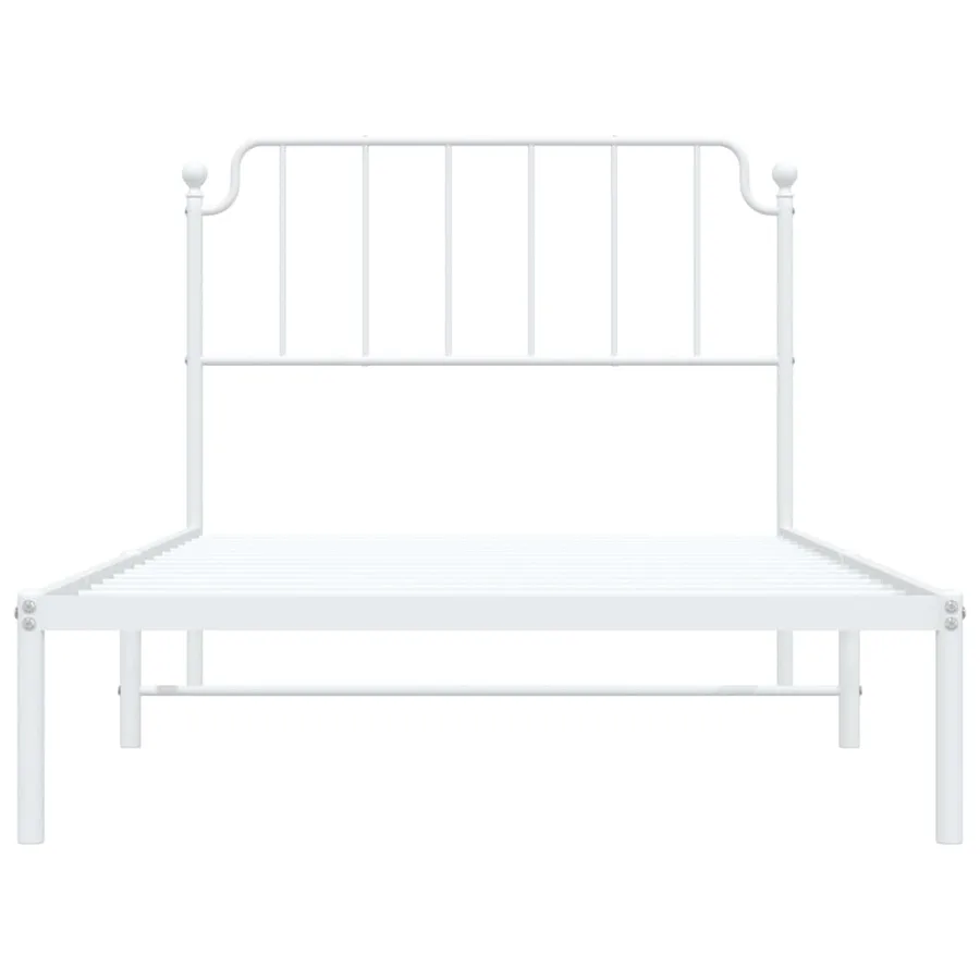 Cadre de lit métal sans matelas et tête de lit blanc 107x203 cm - 5