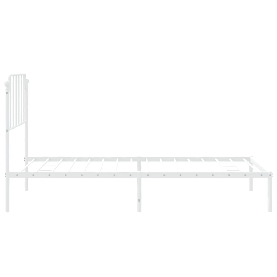 Cadre de lit métal sans matelas et tête de lit blanc 107x203 cm - 6
