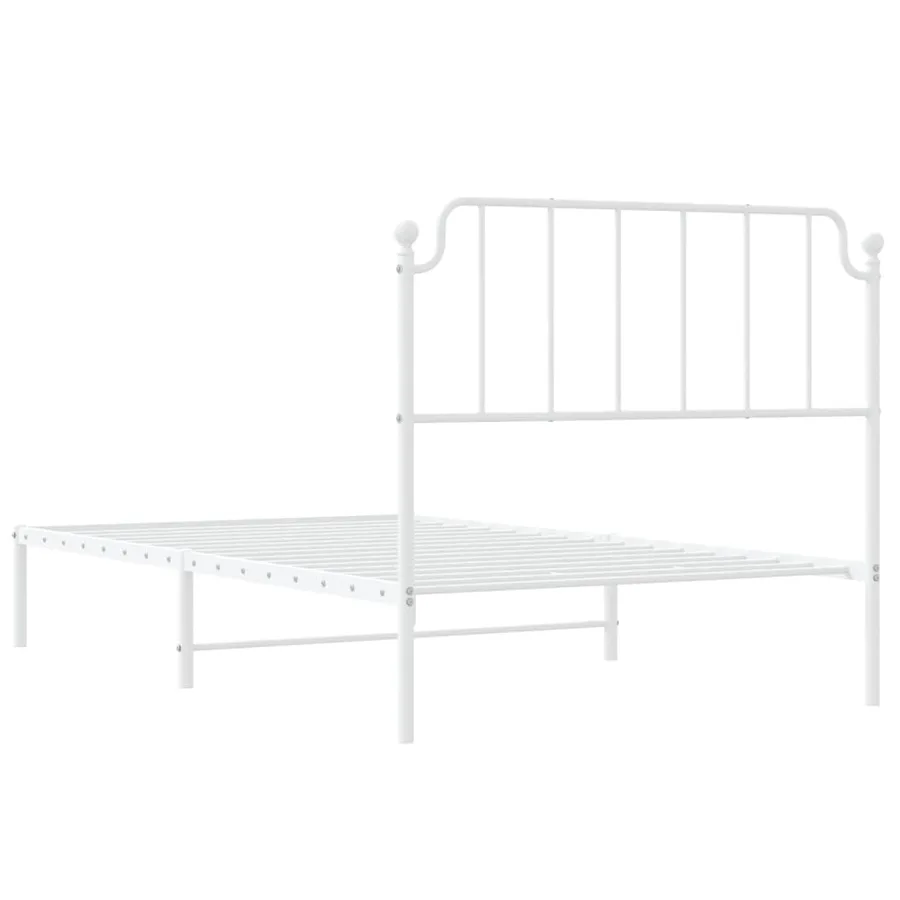 Cadre de lit métal sans matelas et tête de lit blanc 107x203 cm - 7